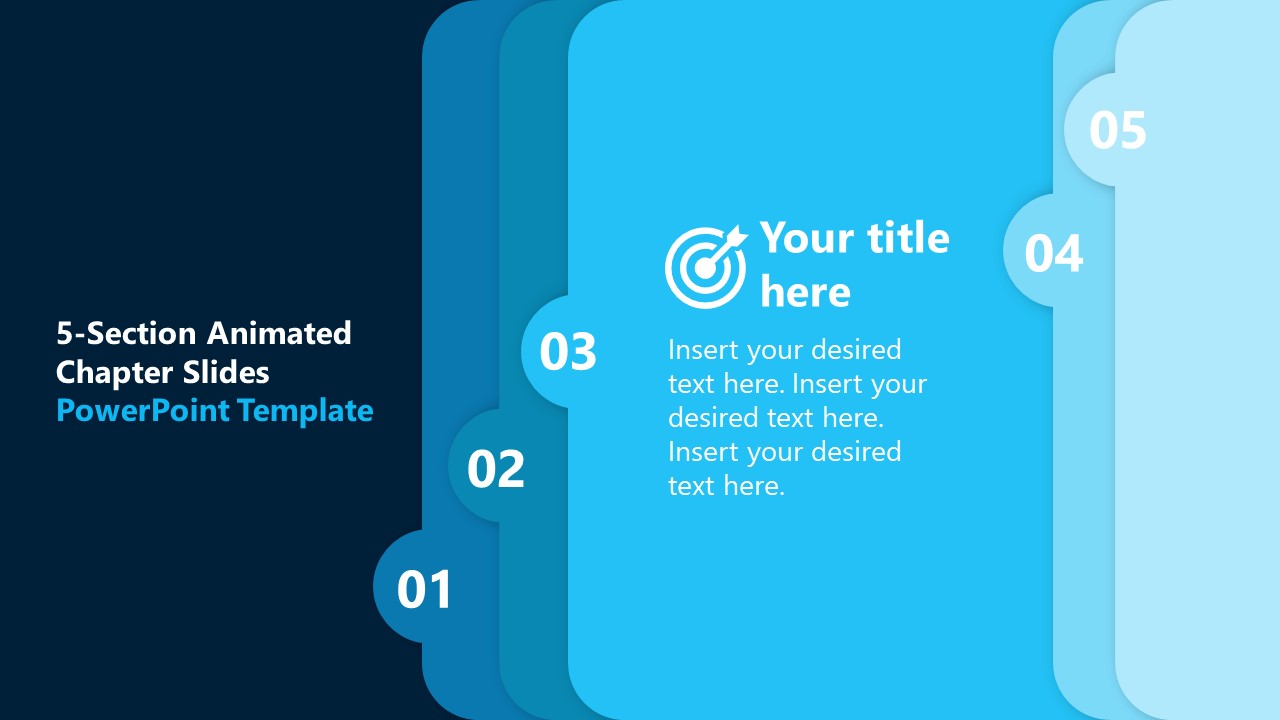 Editable 5-Section Animated Chapter PPT Template - SlideModel