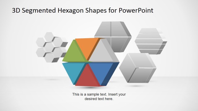 3D Segmented Hexagon Shapes for PowerPoint