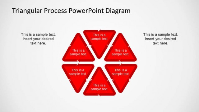 Hexagonal 6 Steps PowerPoint Diagram created with Triangular Process Shapes