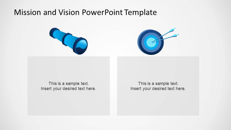Mission and Vision Statements Metaphor Representation with Telescope and Target PowerPoint Shapes