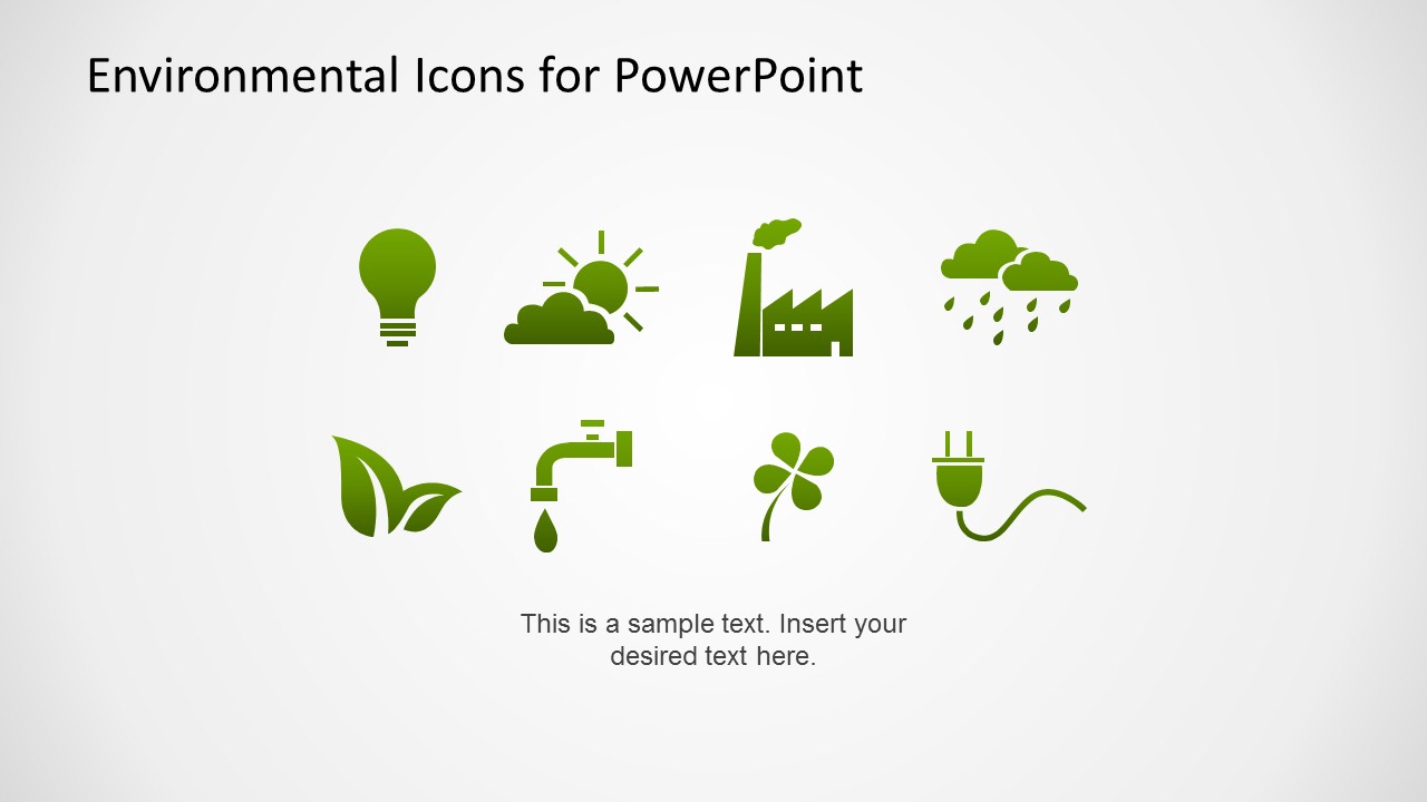 Flat Environmental Icons for PowerPoint Green Gradient