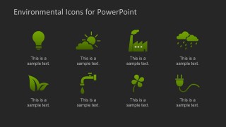 Flat Environmental Icons for PowerPoint Green Gradient and Black Background