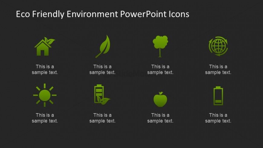 Black background eco friendly icons