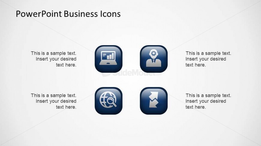 Business PowerPoint Icons with 3D Fake Effect
