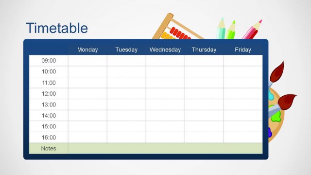 School Editable Timetable PowerPoint Template