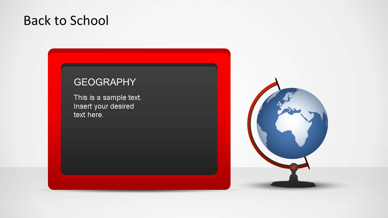 Red Border Blackboard and a Globe for a Geography theme.