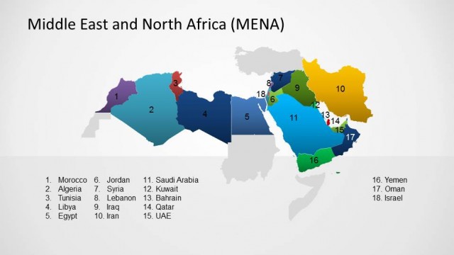 PowerPoint Map of Middle East and North Africa Countries