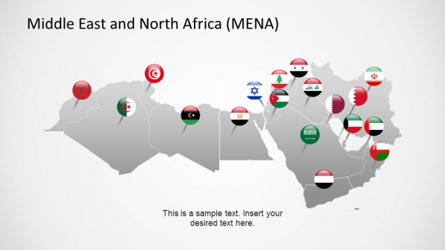Middle East and North Africa Countries with Flag Icons