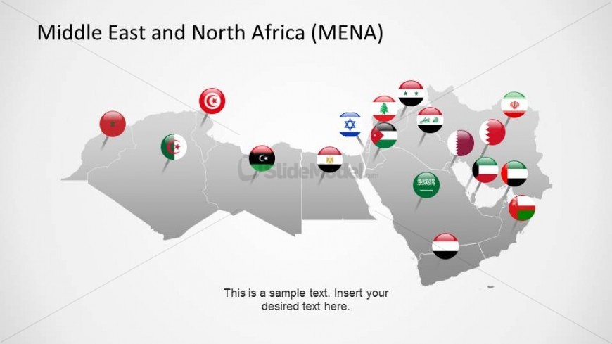 PowerPoint Map with Flag Icons of the Middle East and North Africa Region Countries