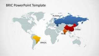 Editable World Map Template for PowerPoint BRIC Countries