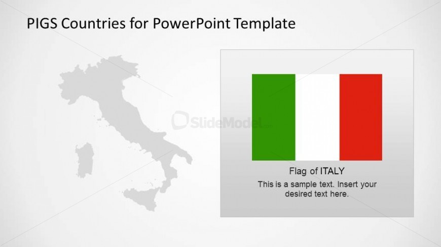 Italy Outline PowerPoint Map with Flag Textbox