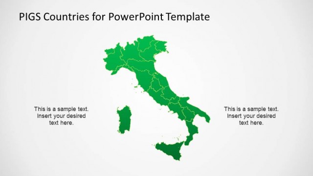 Italy Political PowerPoint Map with State Borders