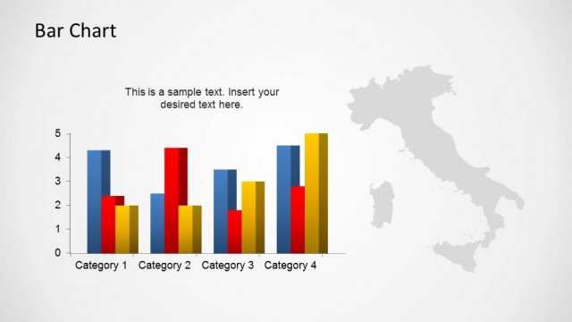 Italy Outline Map with Barchart Indicators