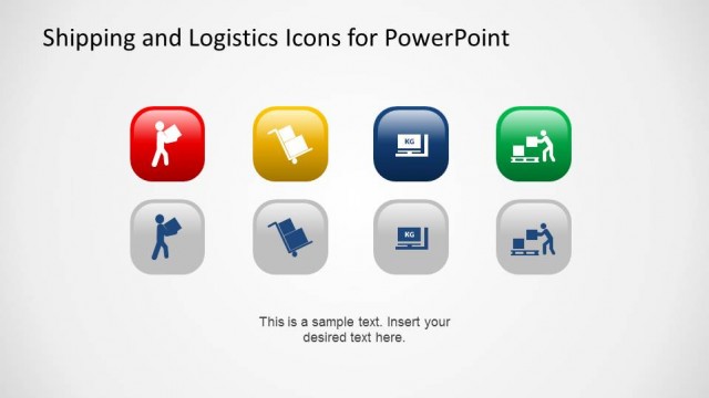 Box Moving and Pallet Icons Catalog with Background Colors
