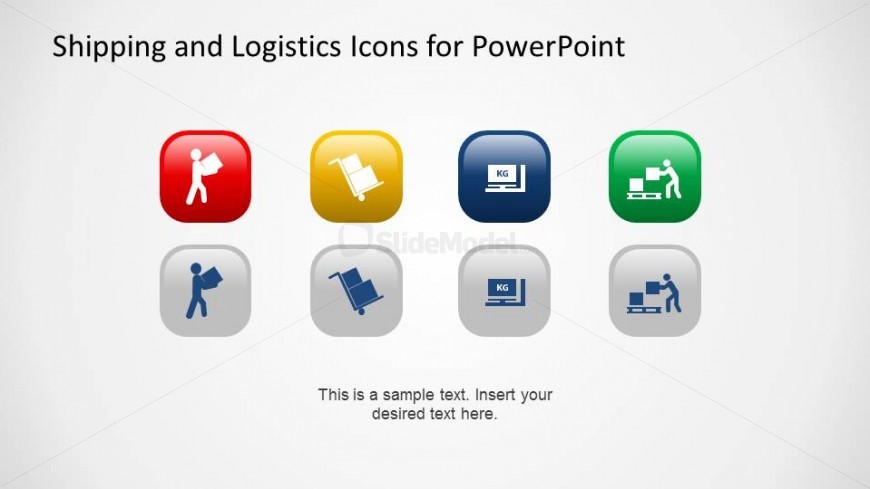 PowerPoint Icons Box Moving and Pallet Themes with Background Colors