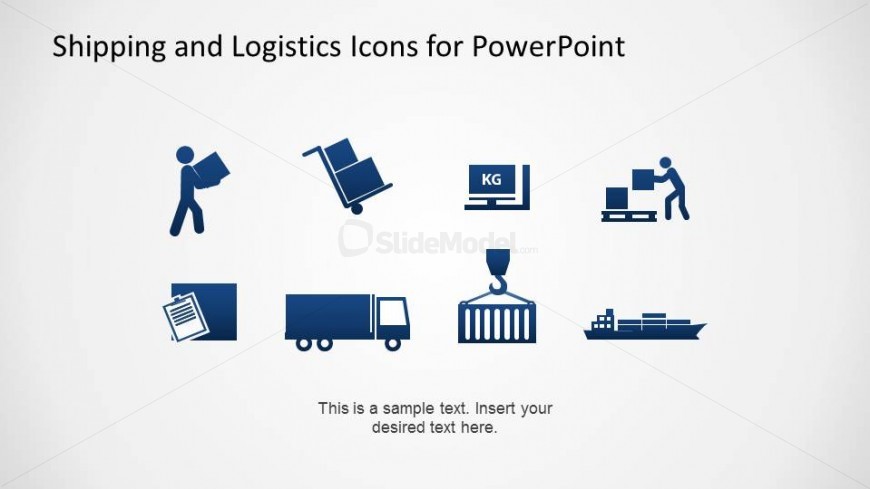 PowerPoint Icons with Shipping and Logistics Theme in Flat Design