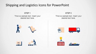 Colored Flat Design icons for Logistics and Shipping topics