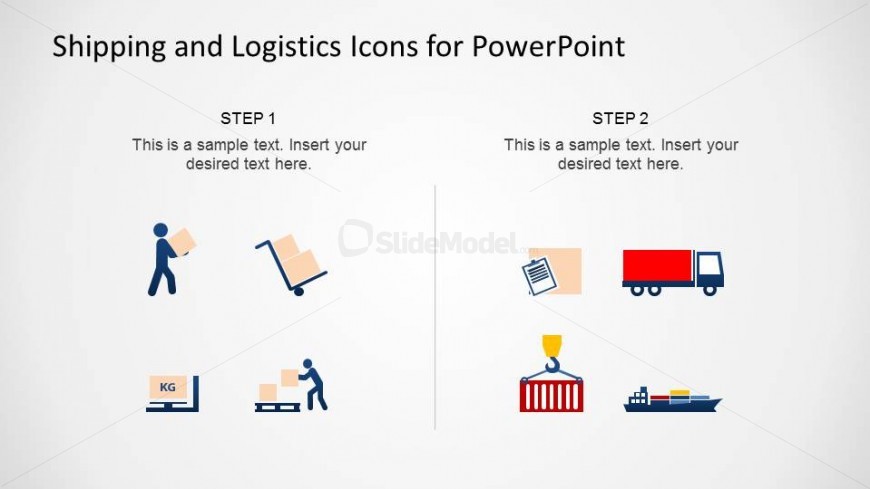 Colored Flat Design icons for Logistics and Shipping topics