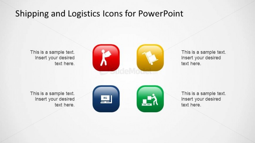 Shipping and Logistics Red Blue Background Icons with Lighting Effect 