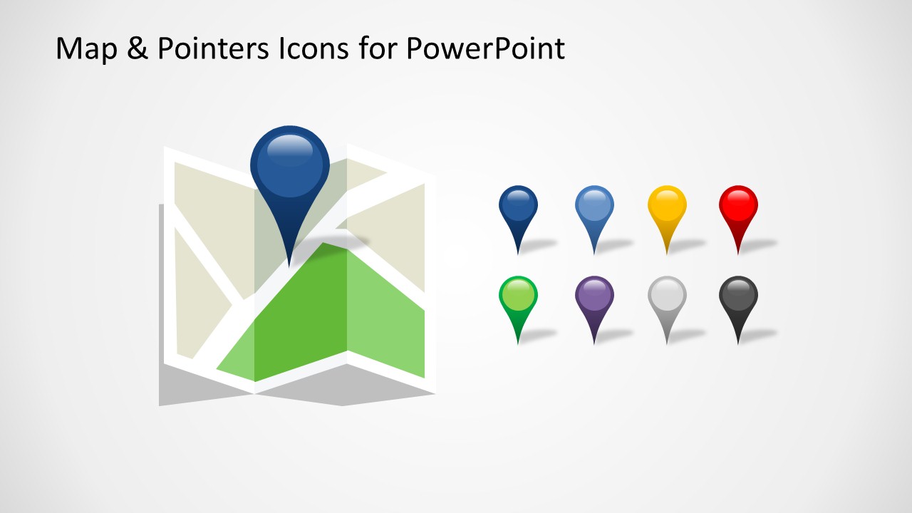 Map & Pointer Icons Slide Design for PowerPoint