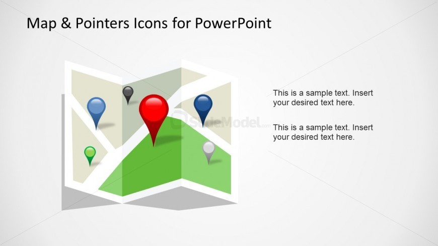 Map & Pointer Icons for PowerPoint in a Presentation Slide