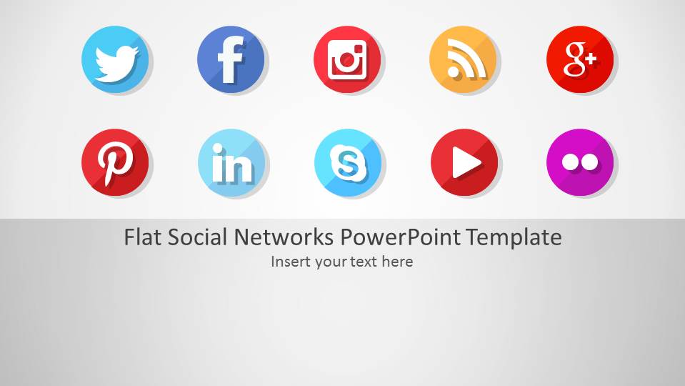 Circular Flat Design of the Popular Social Networks for PowerPoint