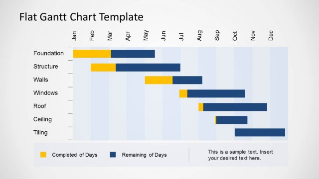 Flat Gantt Chart Template for PowerPoint