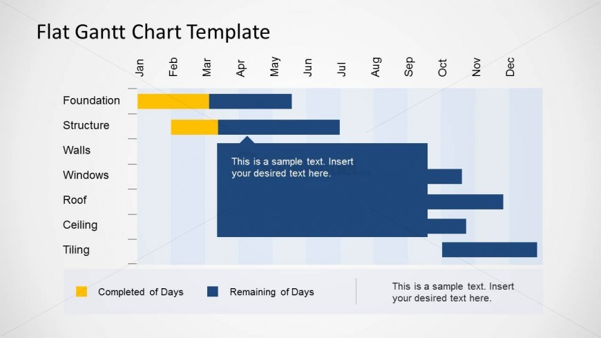 Simple Flat Gantt Chart Slide Design for PowerPoint