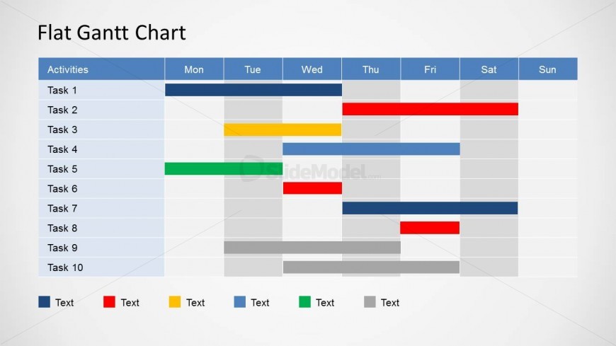 Flat Gantt Chart Table for PowerPoint