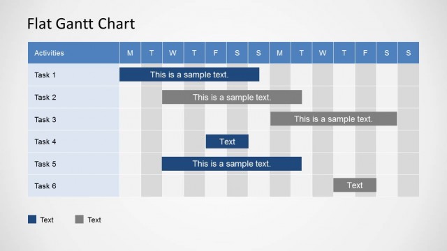 Flat Gantt Chart for PowerPoint – 2 Weeks