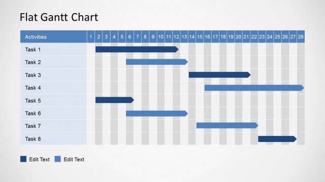 Flat Gantt Chart for PowerPoint – Monthly Plan