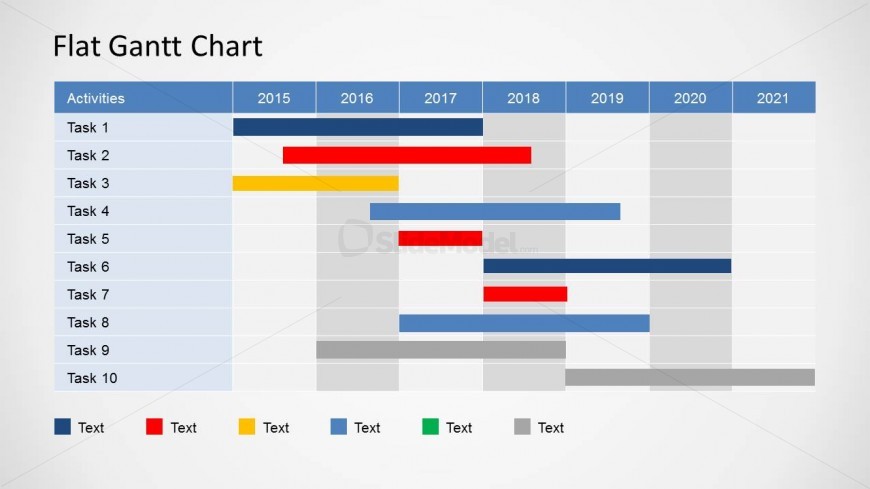 Flat Gantt Chart for PowerPoint - Yearly Plan