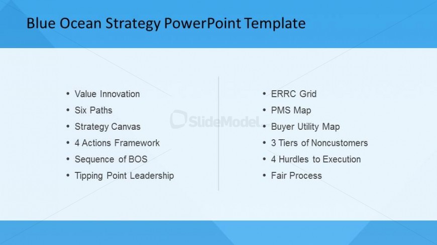 PowerPoint Slide of Blue Ocean Strategy List of Tools