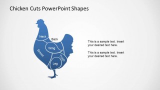 Blue Fill PowerPoint Chicken Shape with Meat Cuts outline