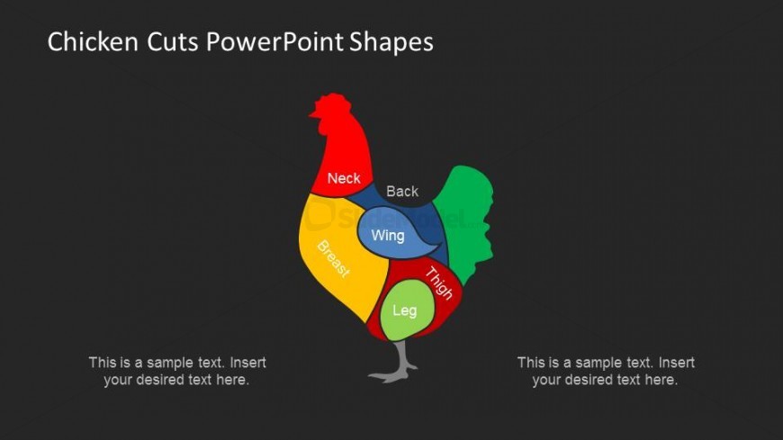 PowerPoint shapes of Poultry Meat Cuts with Black Background