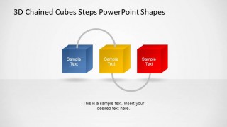 Three Chained 3D Cubes Steps Diagram