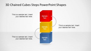 3D Chained Cubes Vertical PowerPoint Diagram