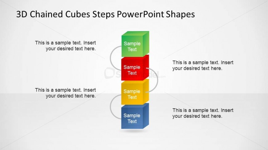 Vertical 3D Chained Cubes PowerPoint Shapes