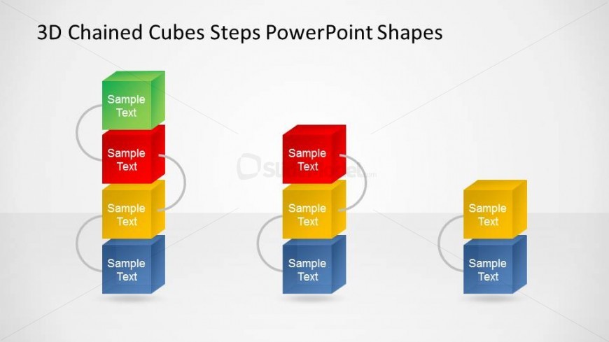Summary Three to Five Vertical 3D Chained Cubes PowerPoint Diagrams