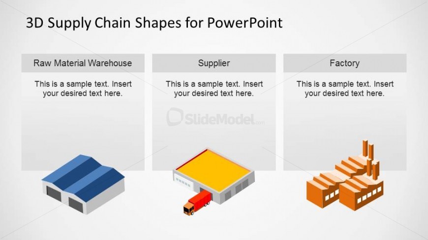 PowerPoint Slide with Warehouse Supplier and Factory Shapes
