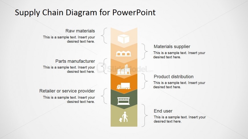 PowerPoint Supply Chain Management Diagram Flat