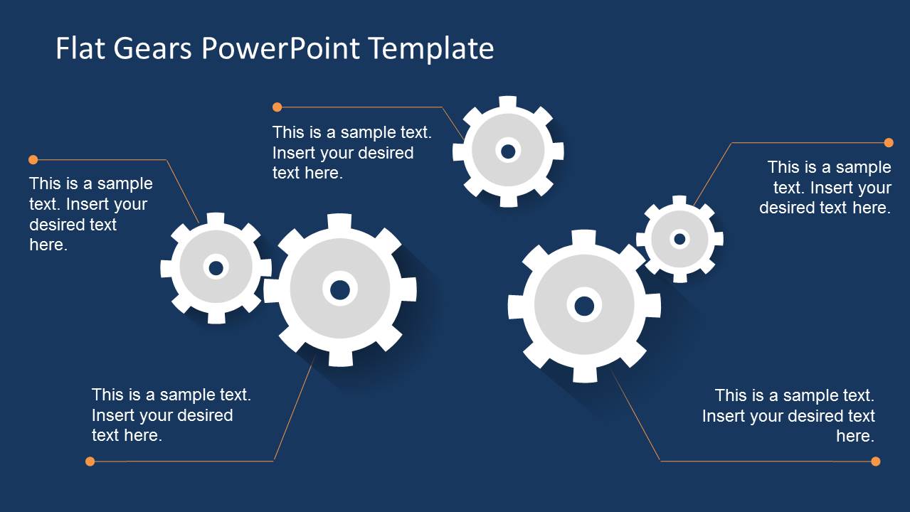 5 Flat Gear Shapes for PowerPoint