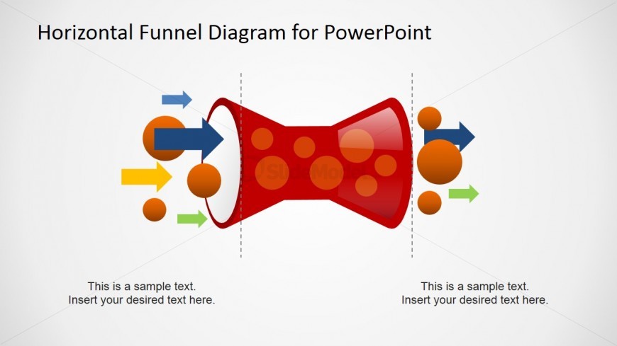 PowerPoint Horizontal Funnel Diagram with Flow