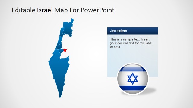 Map of Israel Political Outline with Capital Marker