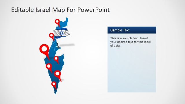 Map of Israel GPS Markers and Flag