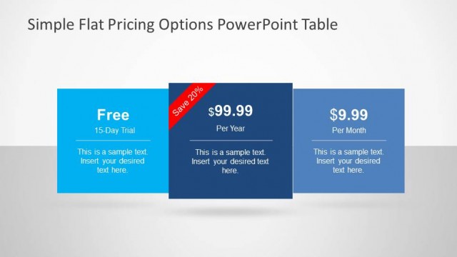 Simple Flat Pricing Options PowerPoint Table