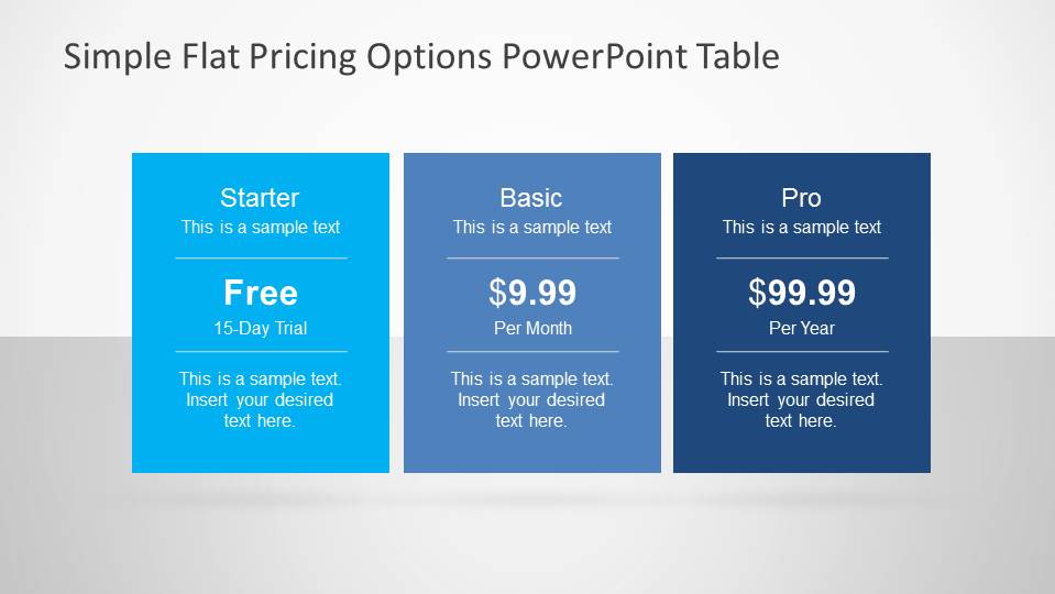 Simple Flat Pricing Options Powerpoint Table Slidemodel