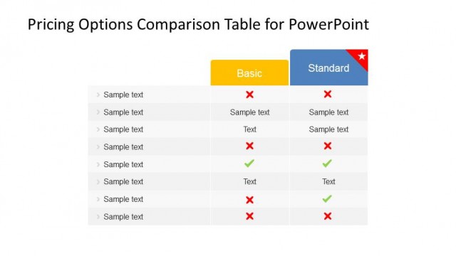 Two Product Pricing Plans Comparison Table