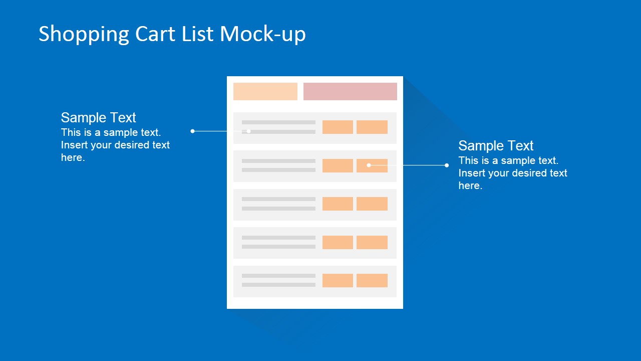 Flat Shopping Cart List Wireframe Mock-Up for Ecommerce Site 