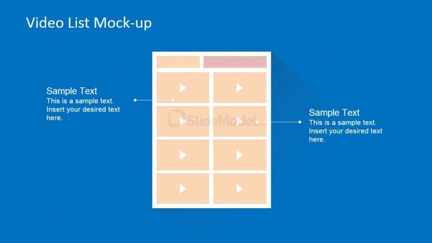 Flat Blueprint Template of Video Page Mock-up